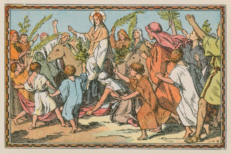 Cena da vida de Jesus (gravura colorida) de French School