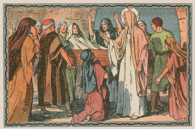 Cena da vida de Jesus (gravura colorida) de French School