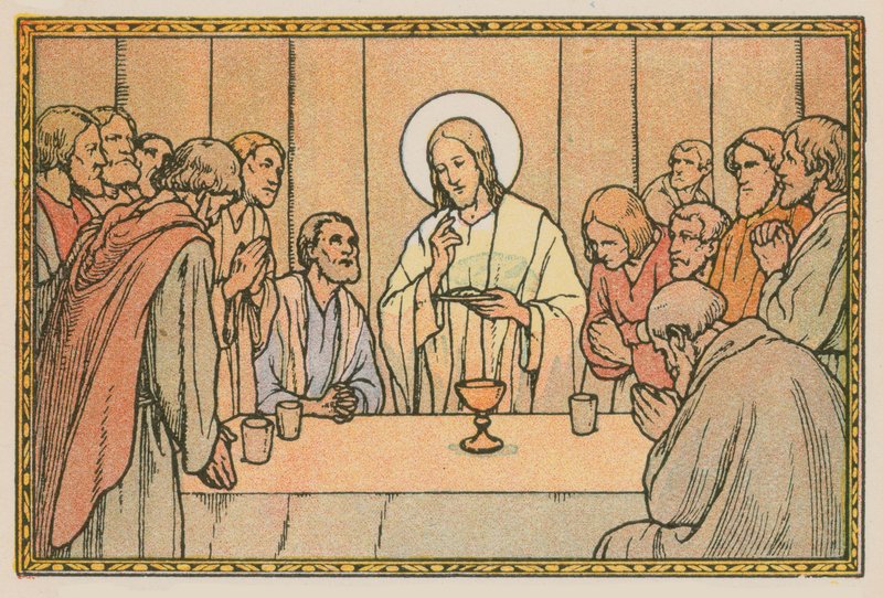 Cena da vida de Jesus (gravura colorida) de French School