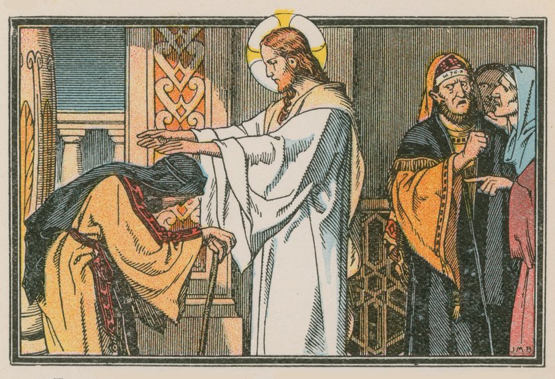 Cena da vida de Jesus (gravura colorida) de French School