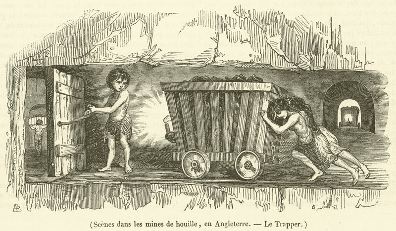 Cenas nas minas de carvão, Inglaterra, The Trapper de French School