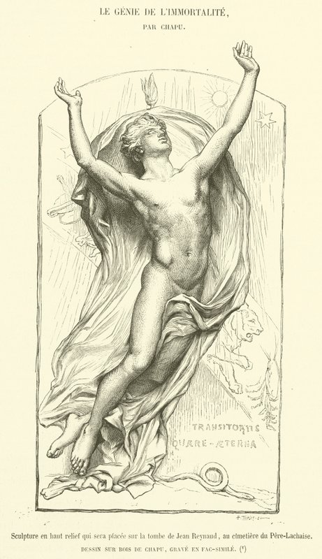 Escultura em alto relevo para ser colocada no túmulo de Jean Reynaud no cemitério de Pere-Lachaise (gravura) de French School