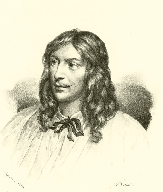 Sebastien Bourdon, retrato (gravura) de French School