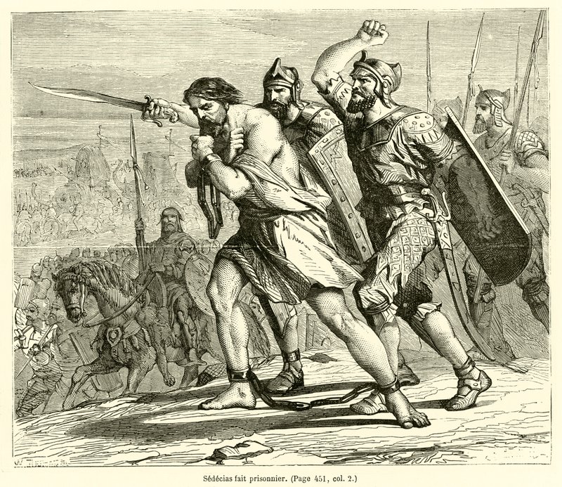 Sedecias feito prisioneiro (gravura) de French School