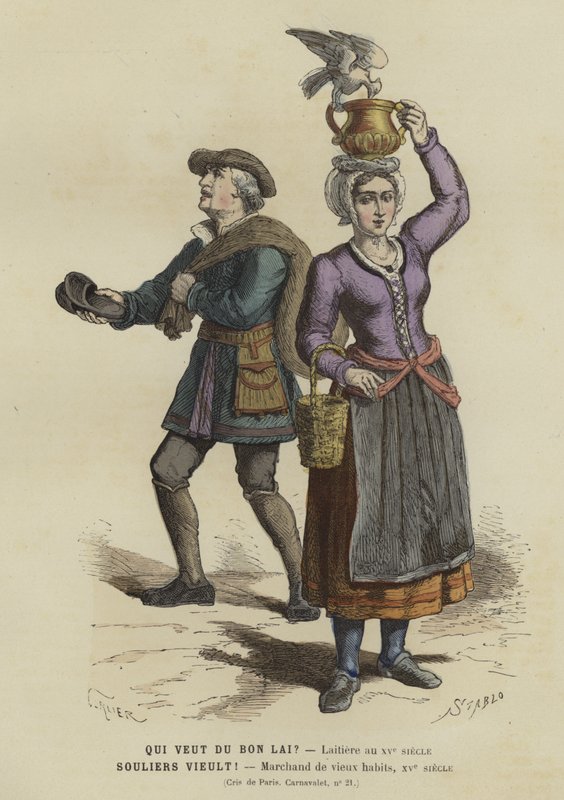 Vendedores de leite e roupas de segunda mão de French School
