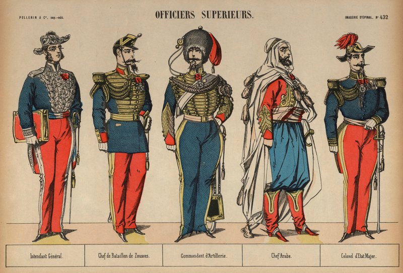 Oficiais superiores do exército (gravura colorida) de French School