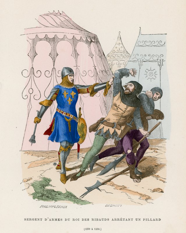 Sargento de Armas prendendo um saqueador, 1290-1330 de French School
