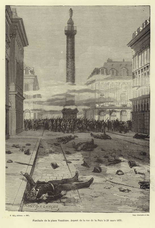 Tiroteios na Place Vendome, Paris, Paris Commune, 23 de março de 1871 de French School