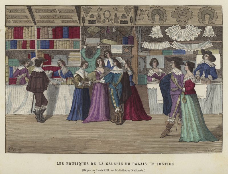 Lojas na Galerie du Palais de Justice, Paris, reinado de Luís XIII, século XVII de French School