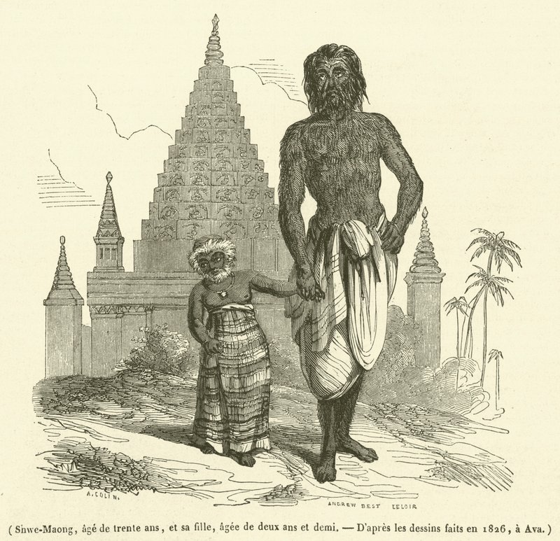Shwe-Maong, trinta anos, e sua filha, dois anos e meio (gravura) de French School