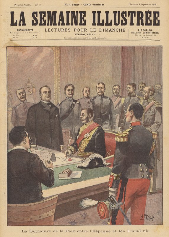 Assinatura de um Protocolo de Paz que encerra as hostilidades na Guerra Hispano-Americana, Washington DC, 12 de agosto de 1898 de French School