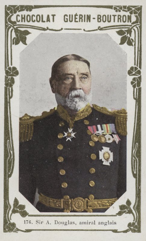 Sir A Douglas, almirante inglês (foto colorida) de French School