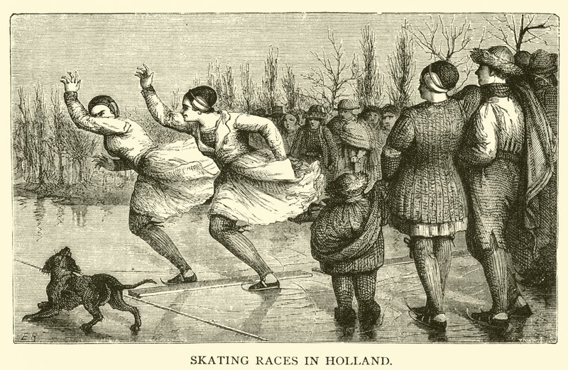 Corridas de Patinagem na Holanda (gravura) de French School
