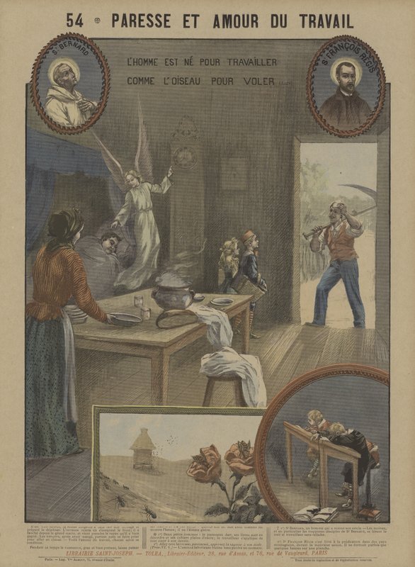 Preguiça e diligência (cor litho) de French School