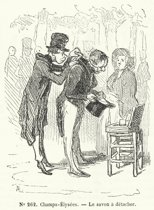 Vendedor de sabão no Champs Elysees, Paris (gravura) de French School