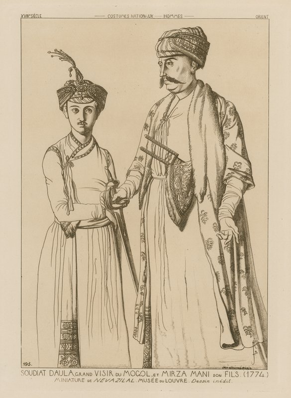 Soudiat Daula, grão-vizir dos mongóis e seu filho Mirza Mani (1774) de French School
