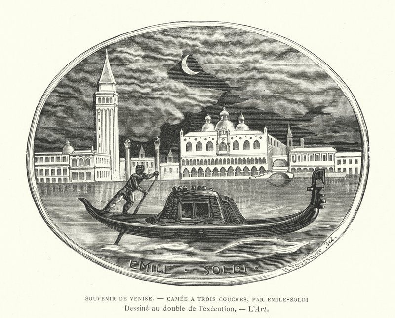 Souvenir de Veneza, camafeu desenhado pelo escultor francês Emile Soldi de French School