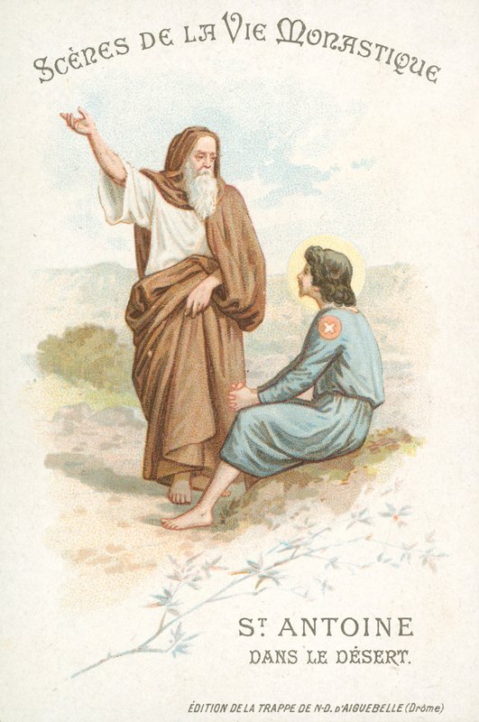 Santo Antônio o Grande no deserto (chromolitho) de French School