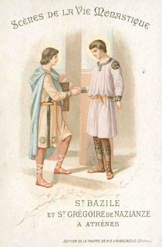São Basílio e São Gregório de Nazianzus em Atenas (chromolitho) de French School