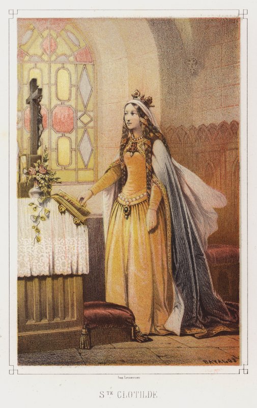Santa Clotilde, Rainha dos Francos (cor litho) de French School