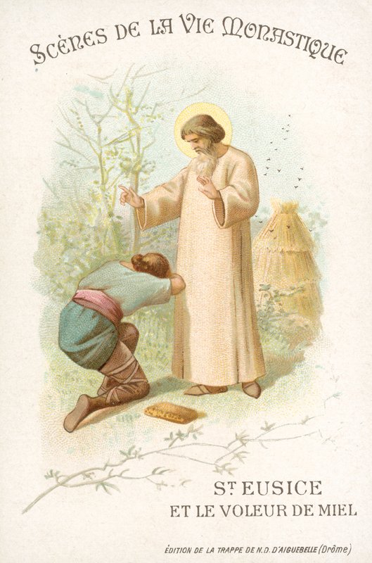 São Eusice e o ladrão de mel (chromolitho) de French School