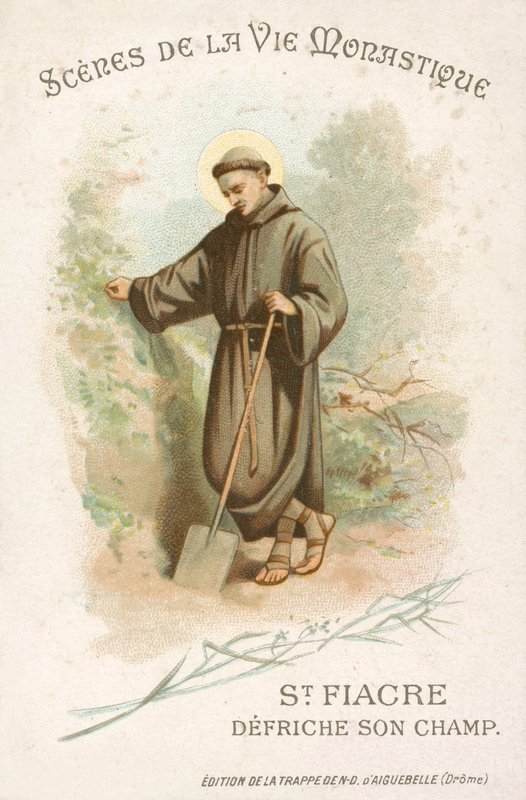 São Fiacre a limpar o seu campo (chromolitho) de French School