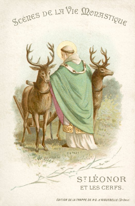 Santa Leonor e os cervos (chromolitho) de French School