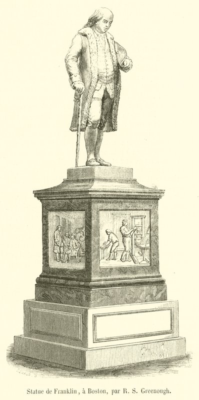 Statue de Franklin, uma Boston (gravura) de French School