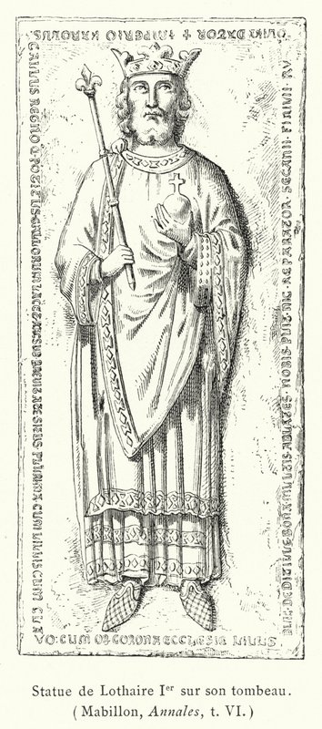 Estátua de Lothar I no seu túmulo (gravura) de French School
