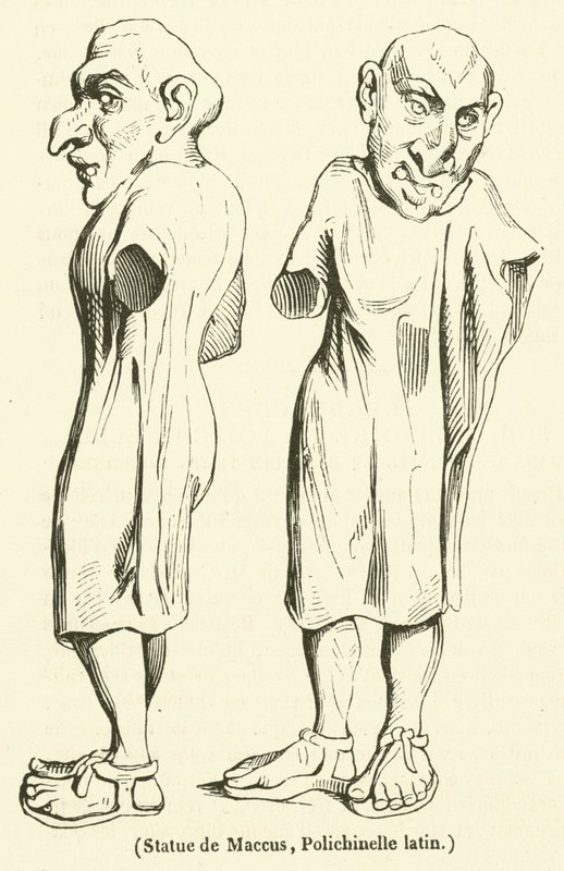 Estátua de Maccus, Polichinella latina (gravura) de French School