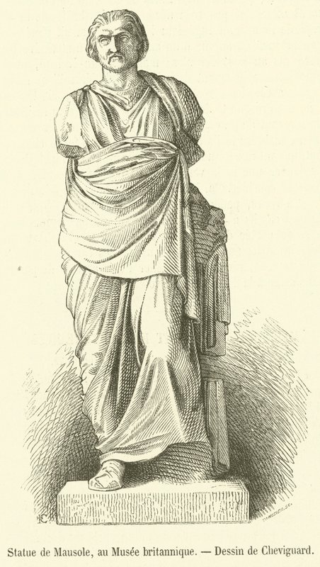 Estátua de Mausoléu, no Museu Britânico (gravura) de French School