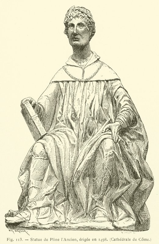 Estátua de Plínio o Ancião, erigida em 1498, Catedral de Como (gravura) de French School
