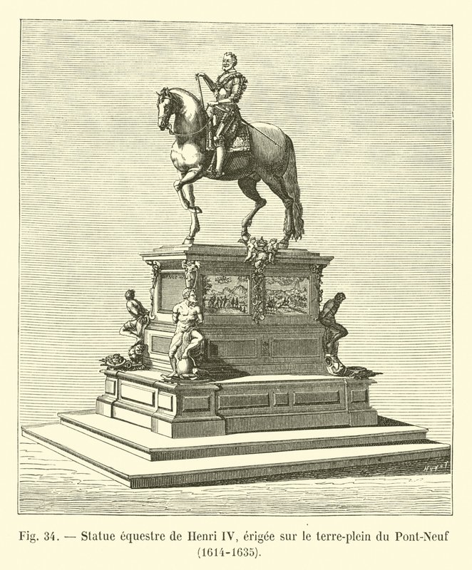 Estátua equestre de Henrique IV, erguida na Pont-Neuf, 1614-1635 de French School