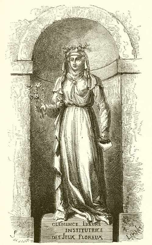 Estátua de Clemence Isaure na sala de Jeux Floraux em Toulouse de French School