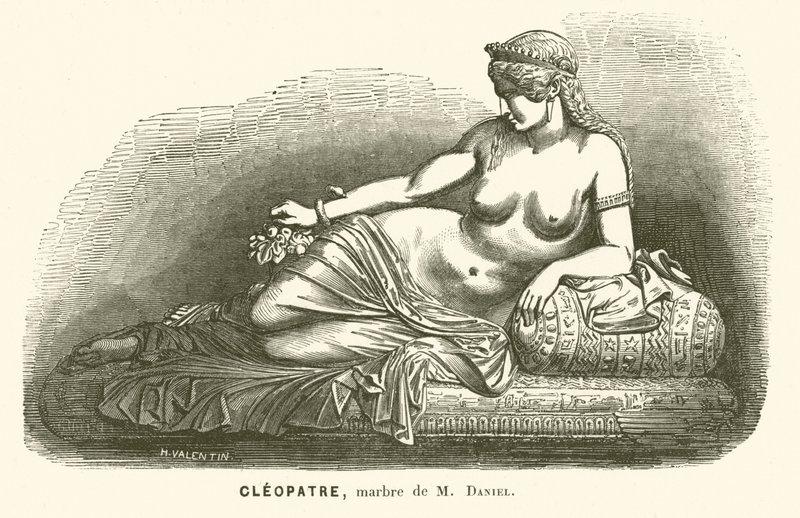 Estátua de Cleópatra VII, último governante de Ptolemaic Egypt, de Daniel (gravura) de French School
