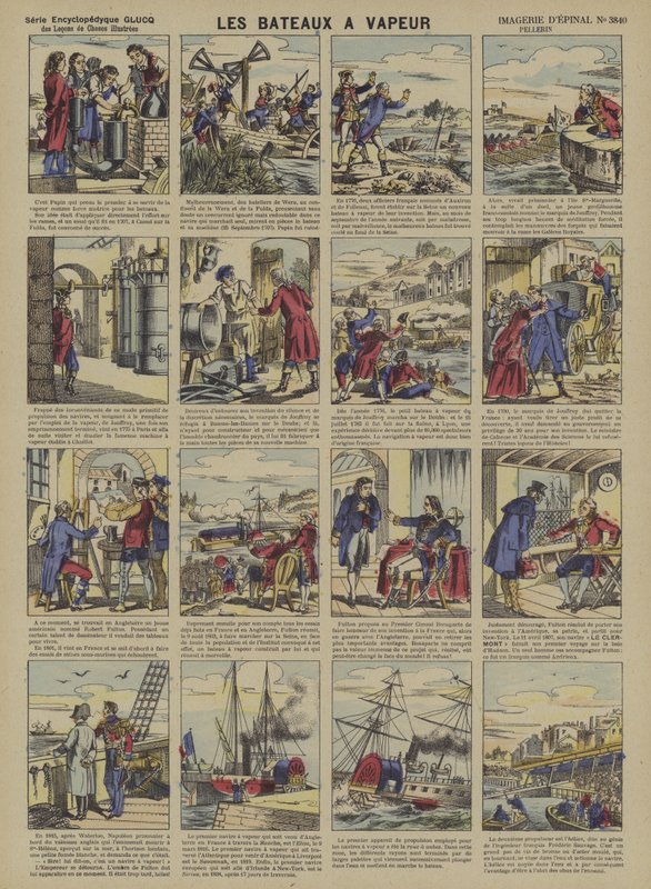 Barcos a vapor (cor litho) de French School