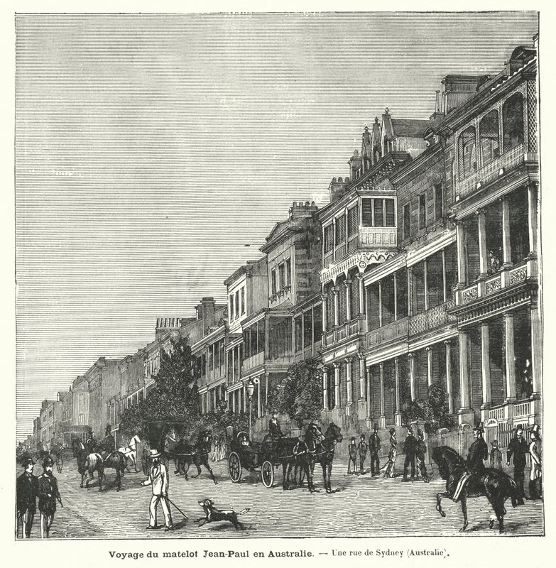 Rua em Sydney, Nova Gales do Sul, Austrália (gravura) de French School