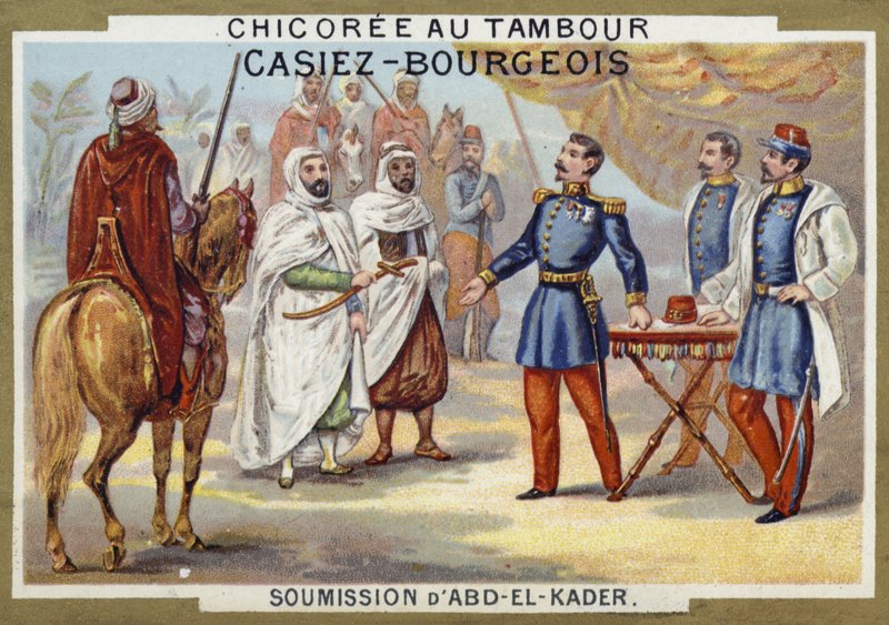 Rendição de Abdelkader aos franceses, Argélia, 1847 de French School
