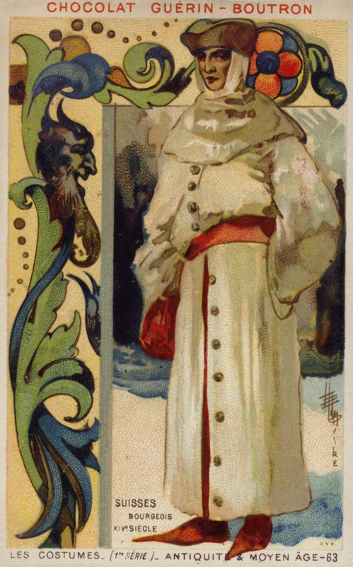 Traje burguês suíço do século XIV de French School
