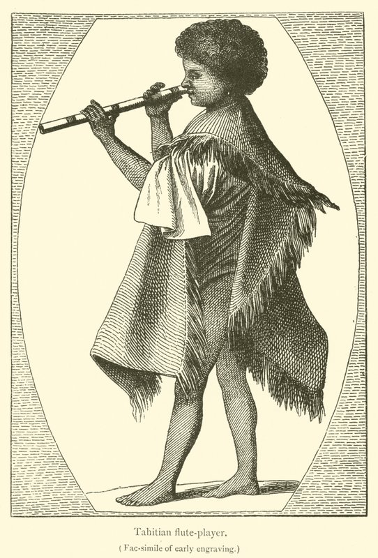 Flautista taitiano (gravura) de French School