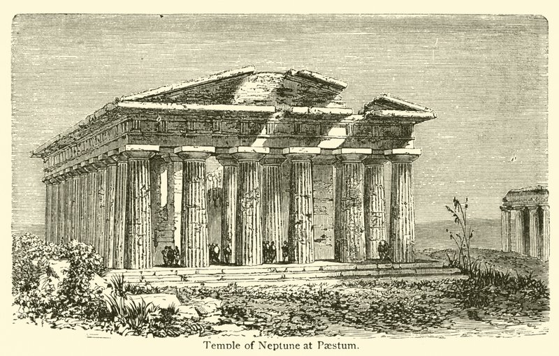 Templo de Netuno em Paestum (gravura) de French School