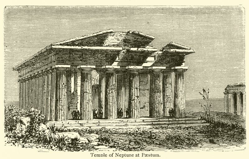 Templo de Netuno em Paestum (gravura) de French School