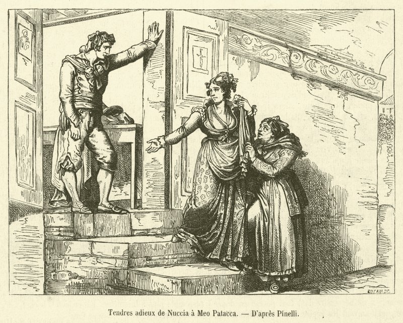 Ternura de despedida de Nuccia para Meo Patacca (gravura) de French School