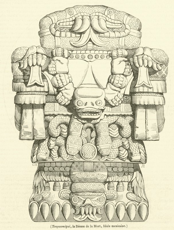 Teoyaomiqui, a Deusa da Morte, Ídolo Mexicano (gravura) de French School