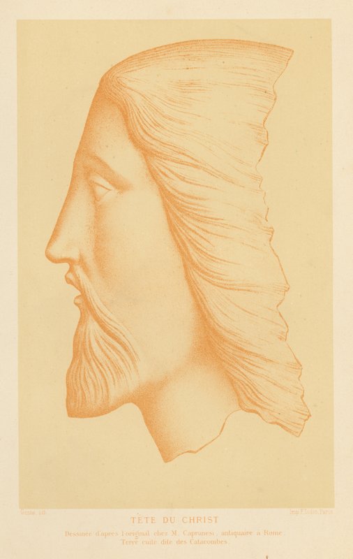 Cabeça de terracota de Jesus Cristo (chromolitho) de French School