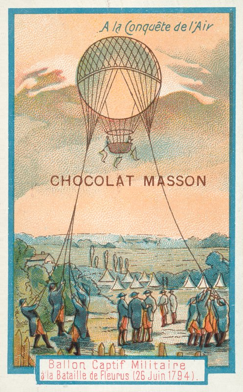 Balão militar amarrado na Batalha de Fleurus, 26 de junho de 1794 de French School