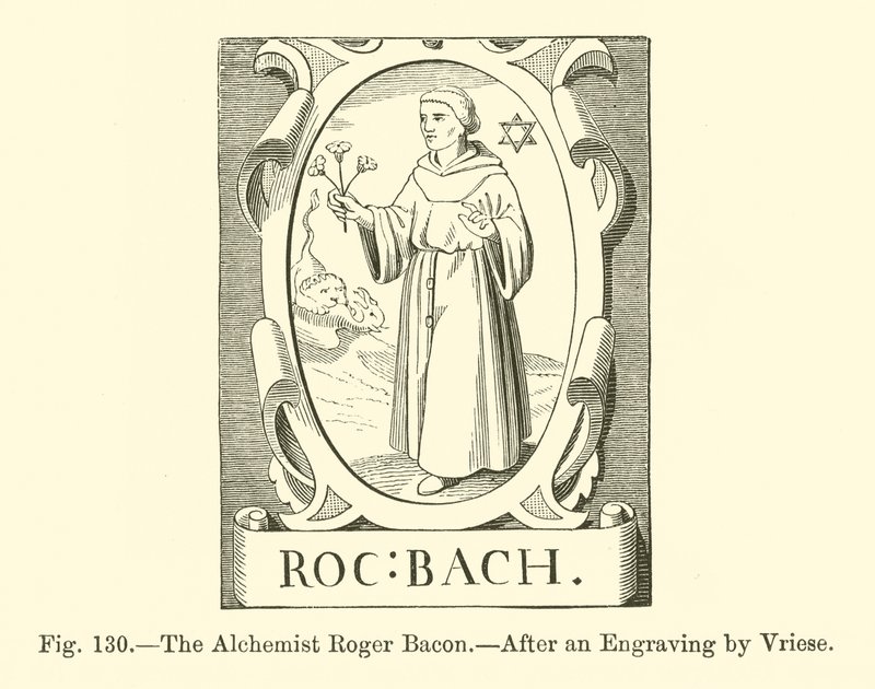 O Alquimista Roger Bacon (gravura) de French School