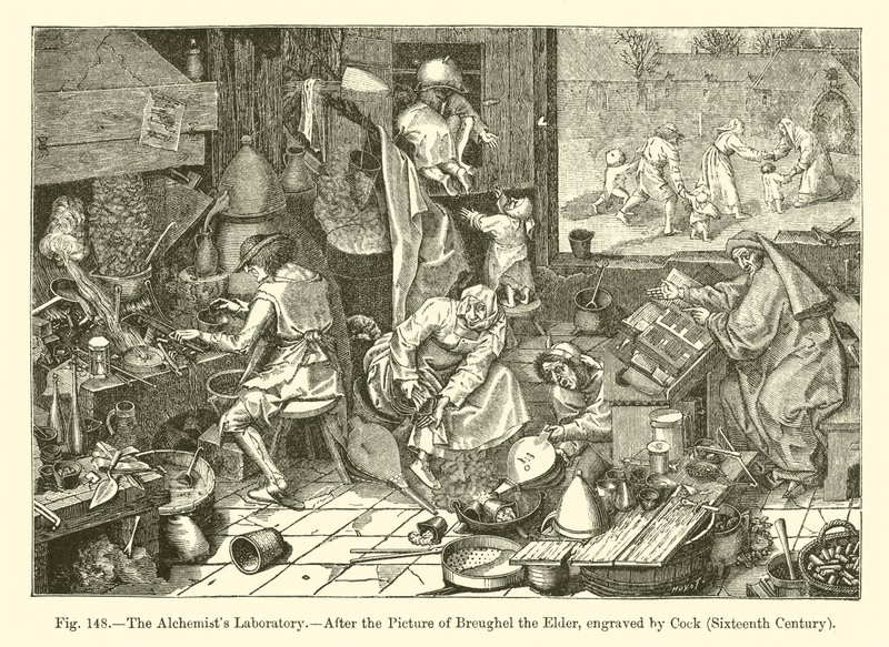 O Laboratório do Alquimista (gravura) de French School