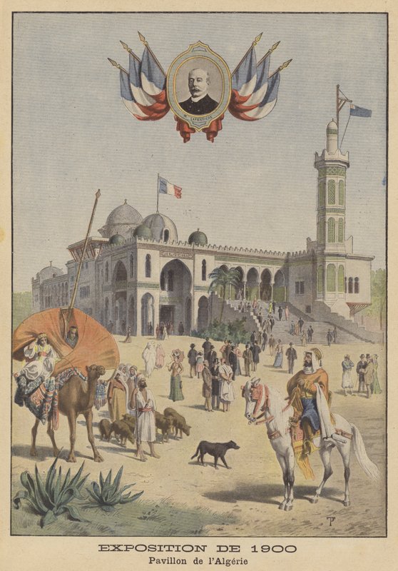 O Pavilhão da Argélia na Exposição Universelle de 1900 em Paris (cor litho) de French School