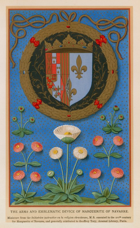 Os Braços e Emblemas de Marguerite de Navarra (chromolitho) de French School